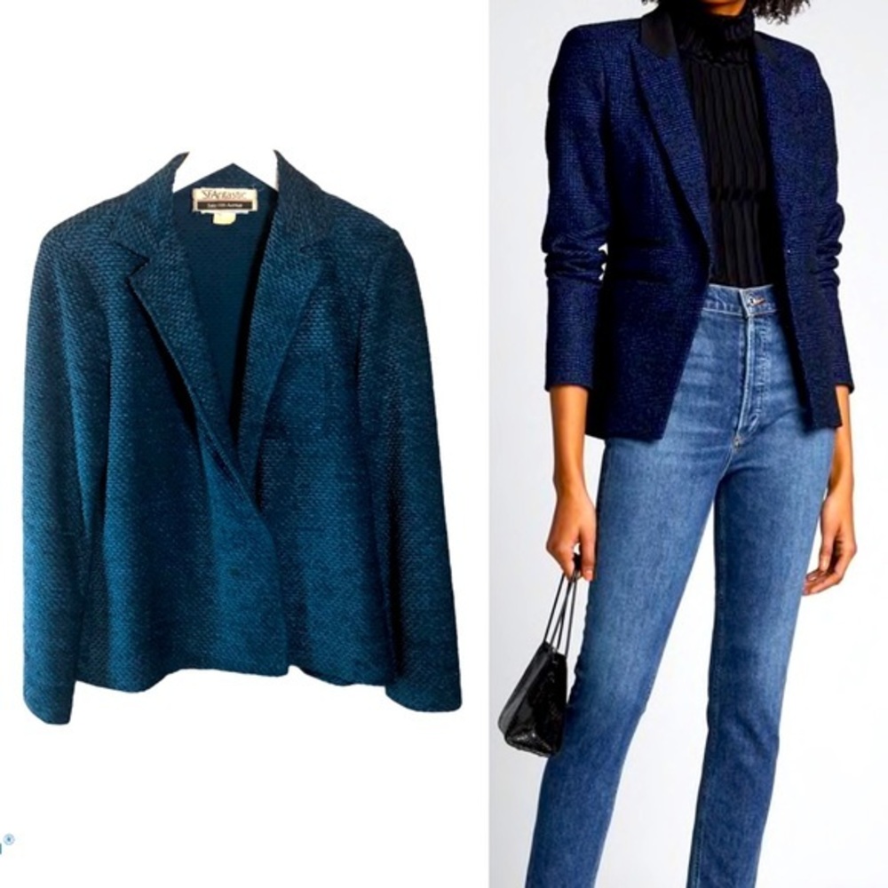 Vintage Saks Fifth Ave Emerald Textured Blazer